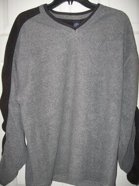 Gap Fleece V-Neck Sweatshirt Men's Size Large Gray & Black